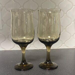 Vintage Smokey Brown Libbey "Connoisseur" Wine Glasses